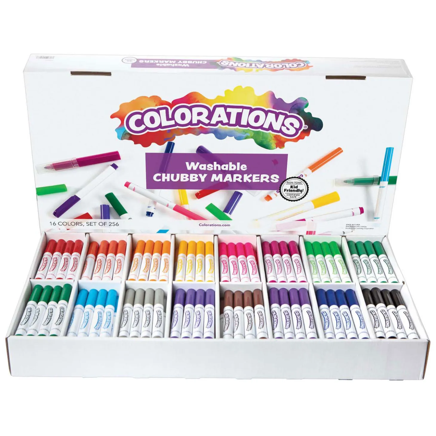 Colorations- Uitwasbare Dikke Markers - 16 Kleuren, 256st.