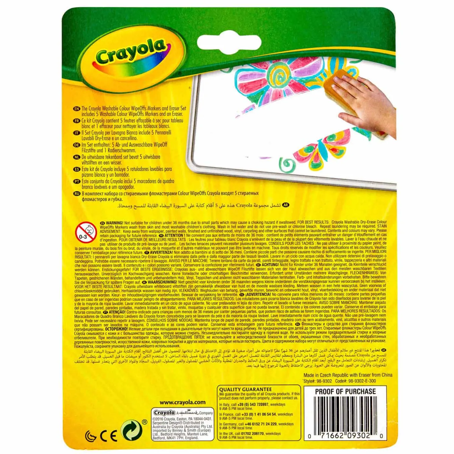 Crayola Dry Wipeoffs Stiften met Wisser, 5st.