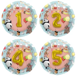 3D Folieballon Dieren met Leeftijd, 1-5 jr.