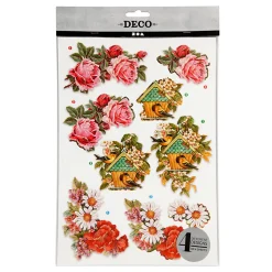 3D Vellen Bloemen en Vogels, 4 Vellen