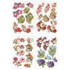 3D Vellen Bloemen en Vogels, 4 Vellen