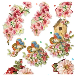 3D Vellen Bloemen en Vogels, 4 Vellen