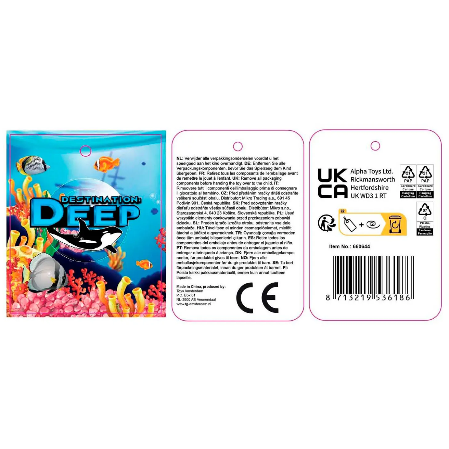 Destination Deep Schildpad Knuffel Pluche Roze, 18cm