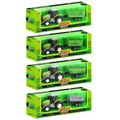 Die-cast Groene Trekker met Aanhanger en Pull-backfunctie