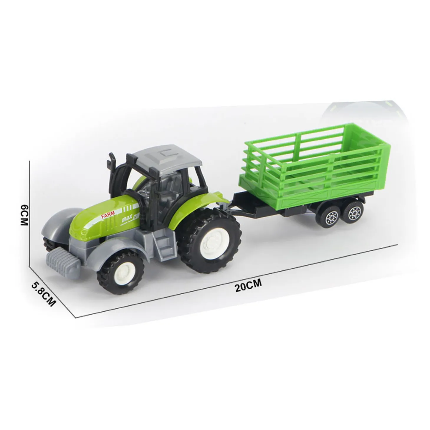 Die-cast Groene Trekker met Aanhanger en Pull-backfunctie