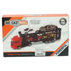 Die-cast Transporter met 4 metalen auto's