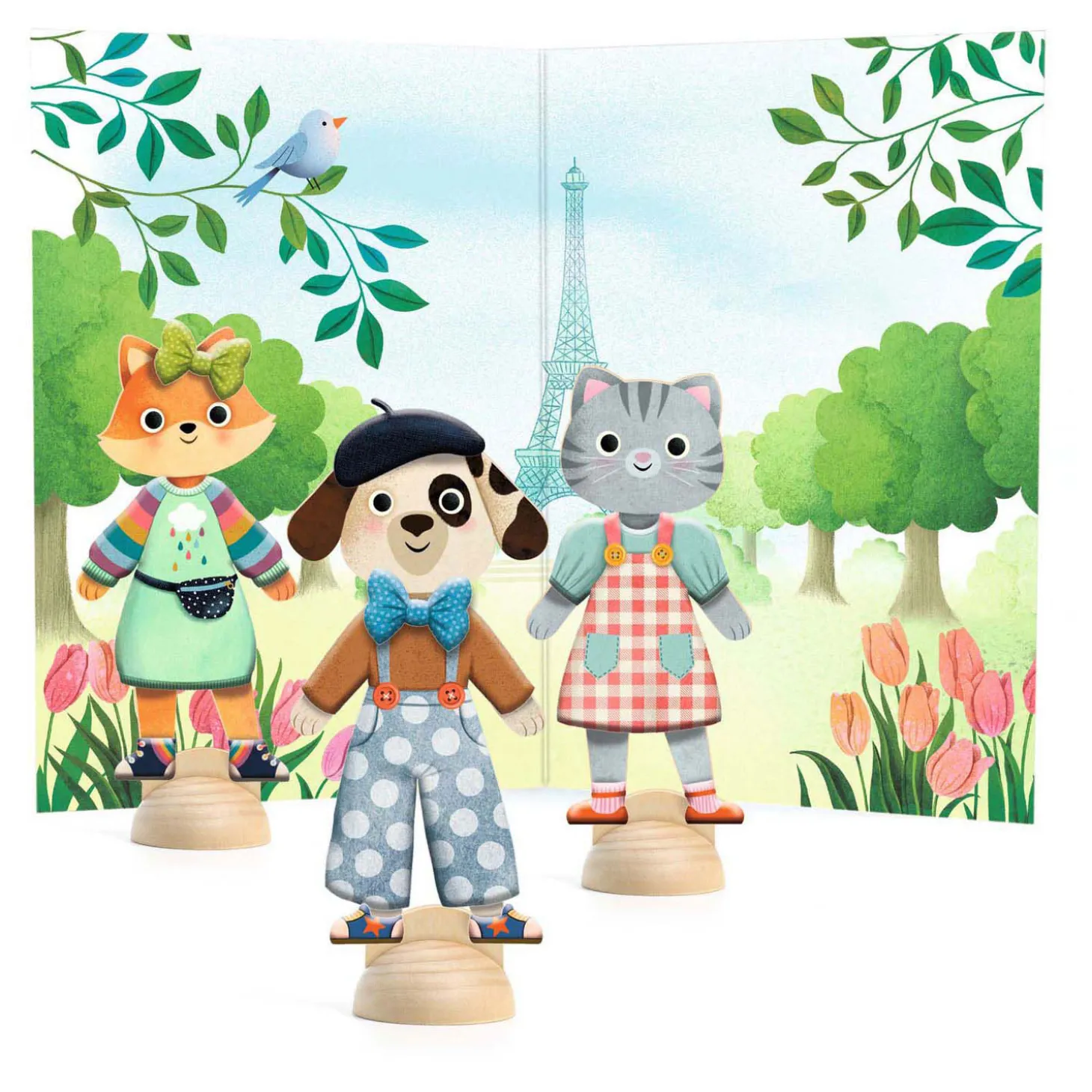 Djeco 'Bonjour Paris' Poezen Aankleedpopjes met Stickers