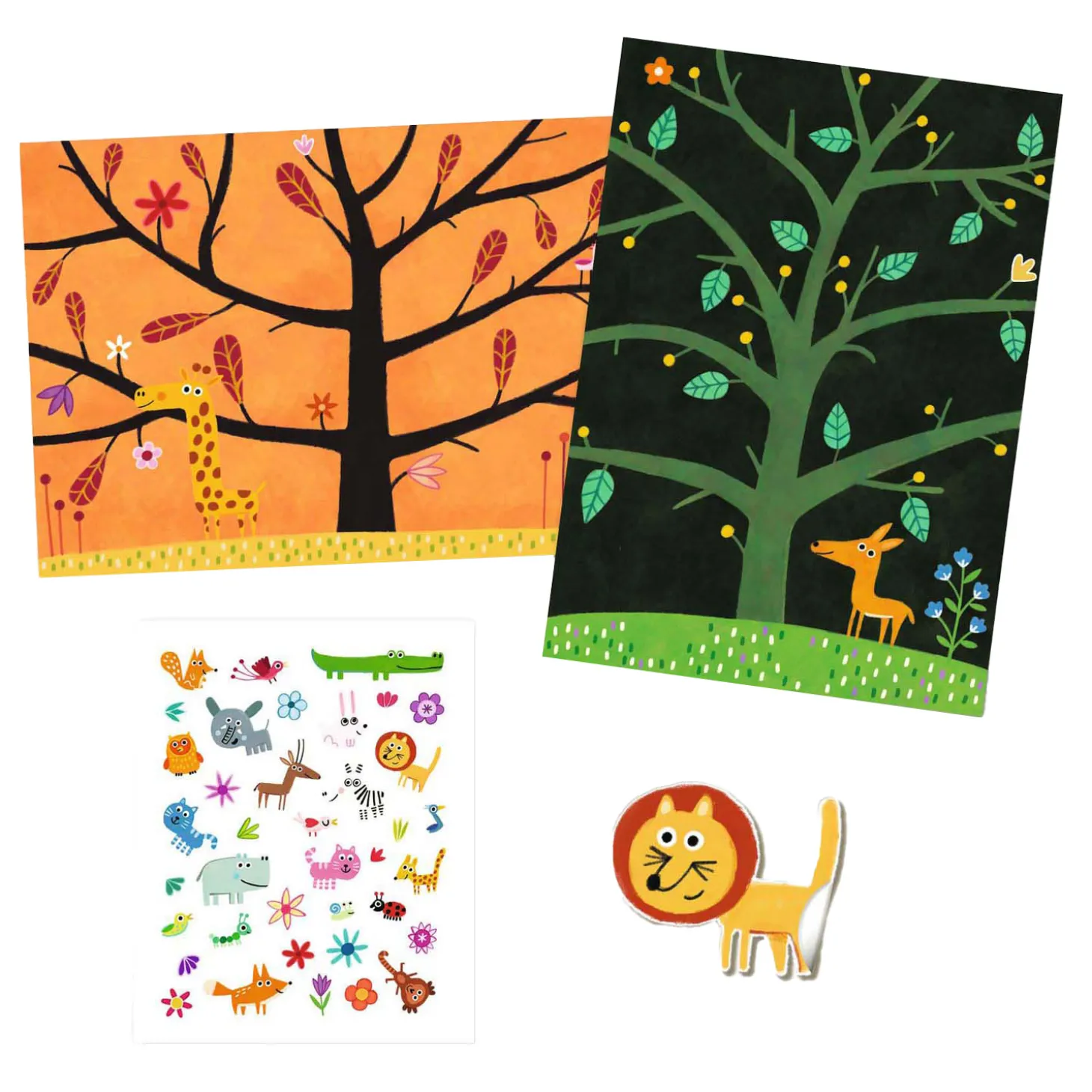 Djeco Creatief Mapje met 30 Stickers - Boomdieren