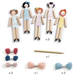 Djeco DIY - Knutselset 5 Houten Popjes