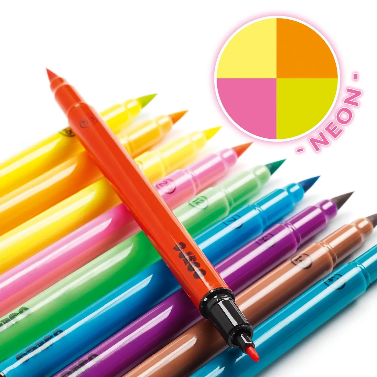 Djeco Dubbele Viltstiften Neon, 10st.