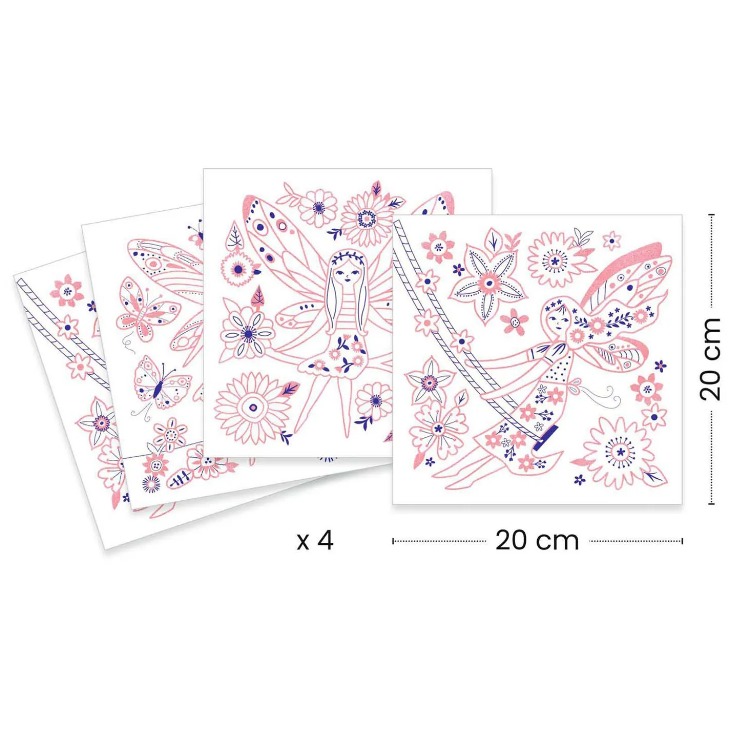 Djeco Glanzende Kleurplaten Feeen - 4st.