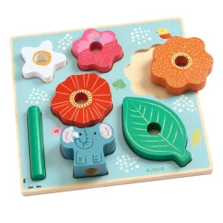 Djeco Houten Noppenpuzzel en Stapelspel - 7dlg.