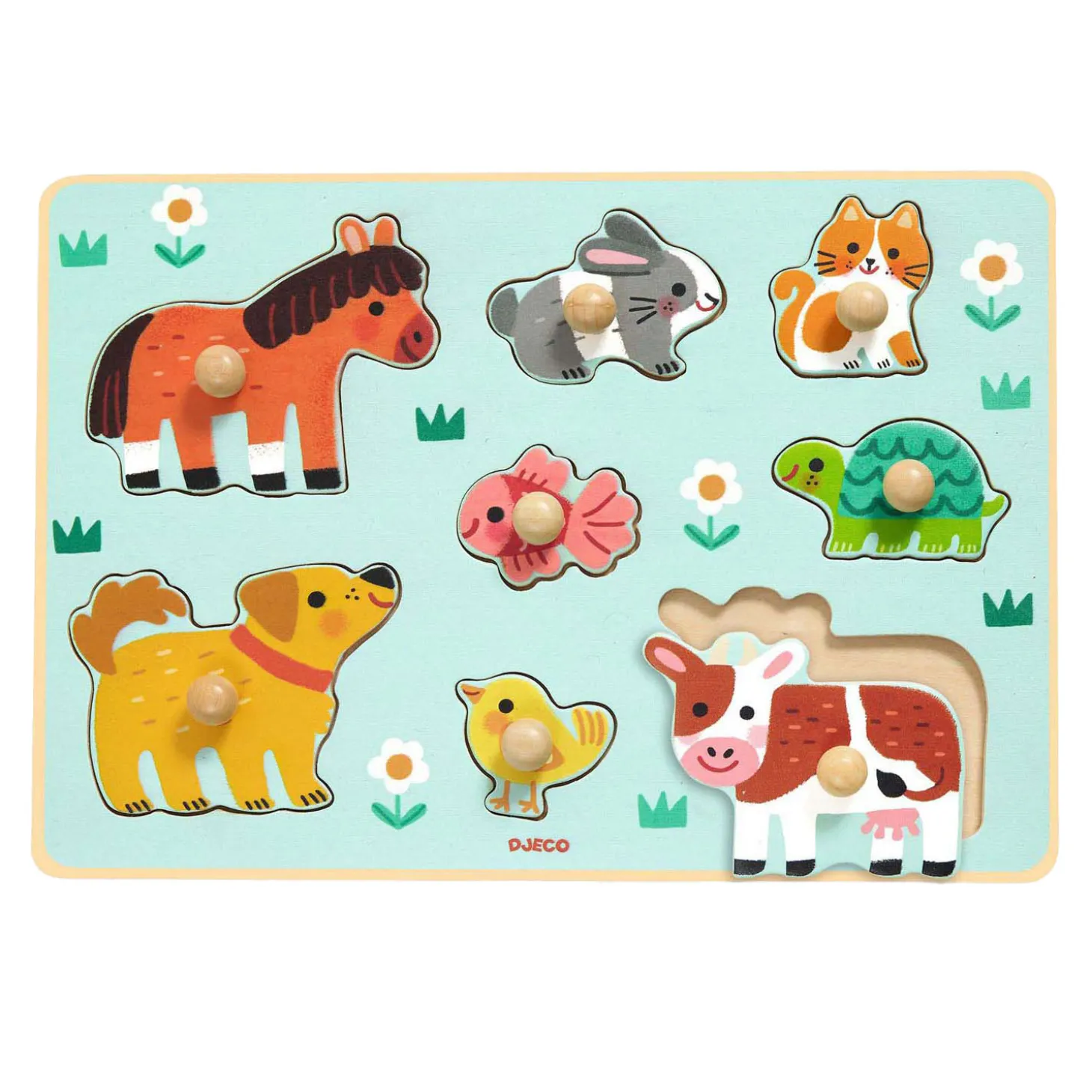 Djeco Houten Noppenpuzzel Boerderij - 8dlg.