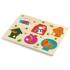 Djeco Houten Puzzel Dieren Huis, 6st.