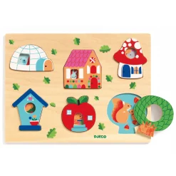 Djeco Houten Puzzel Dieren Huis, 6st.