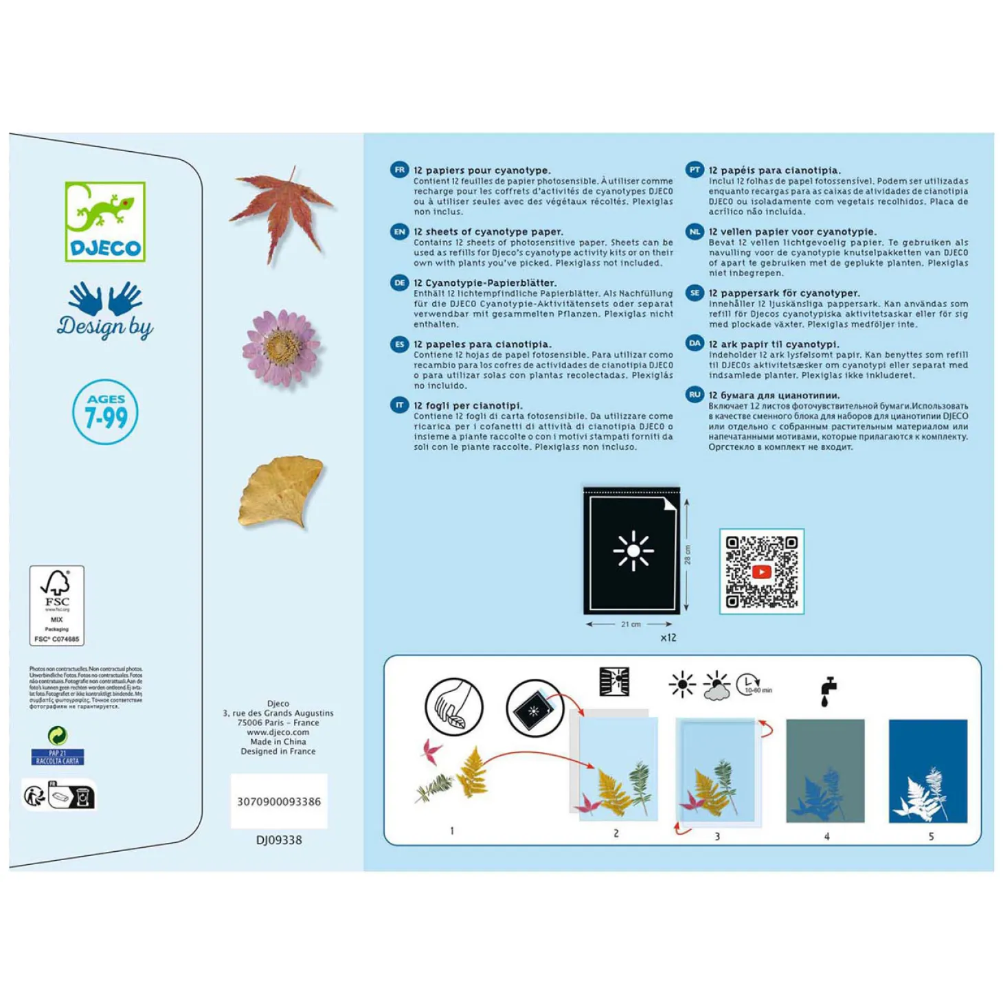 Djeco Knutselen Cyanotypepapier Navulet - Bladeren
