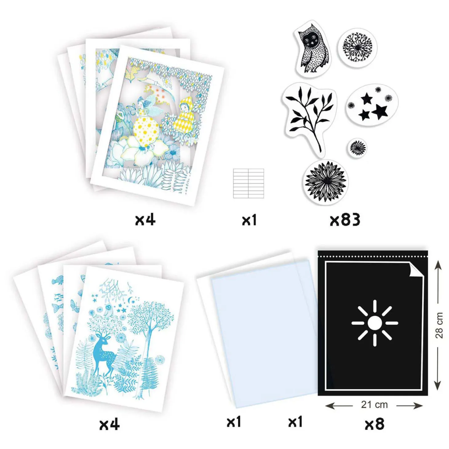 Djeco Knutselen Cyanotype Navulset - Nachtelijke Savanne