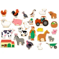Djeco Magnetische Houten Stukken Boerderij - 24dlg.