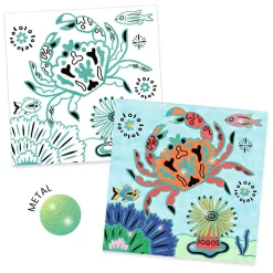 Djeco Metallic Kleurplaten 'In de zee' - 4st.