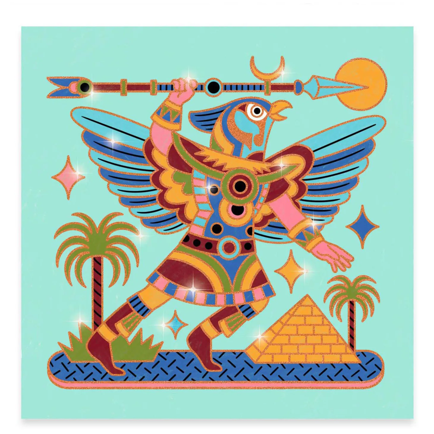 Djeco Metallic Kleurplaten 'Helden uit het Oude Egypte' - 4st.