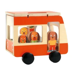 Djeco Minicomb Houten Camper Hondenfamilie, 6dlg.