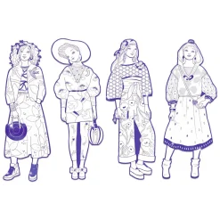 Djeco Mode Silhouetkleurplaten Zaho 32cm - 4st.