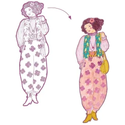 Djeco Mode Silhouetkleurplaten Rosemary 32cm - 4st.