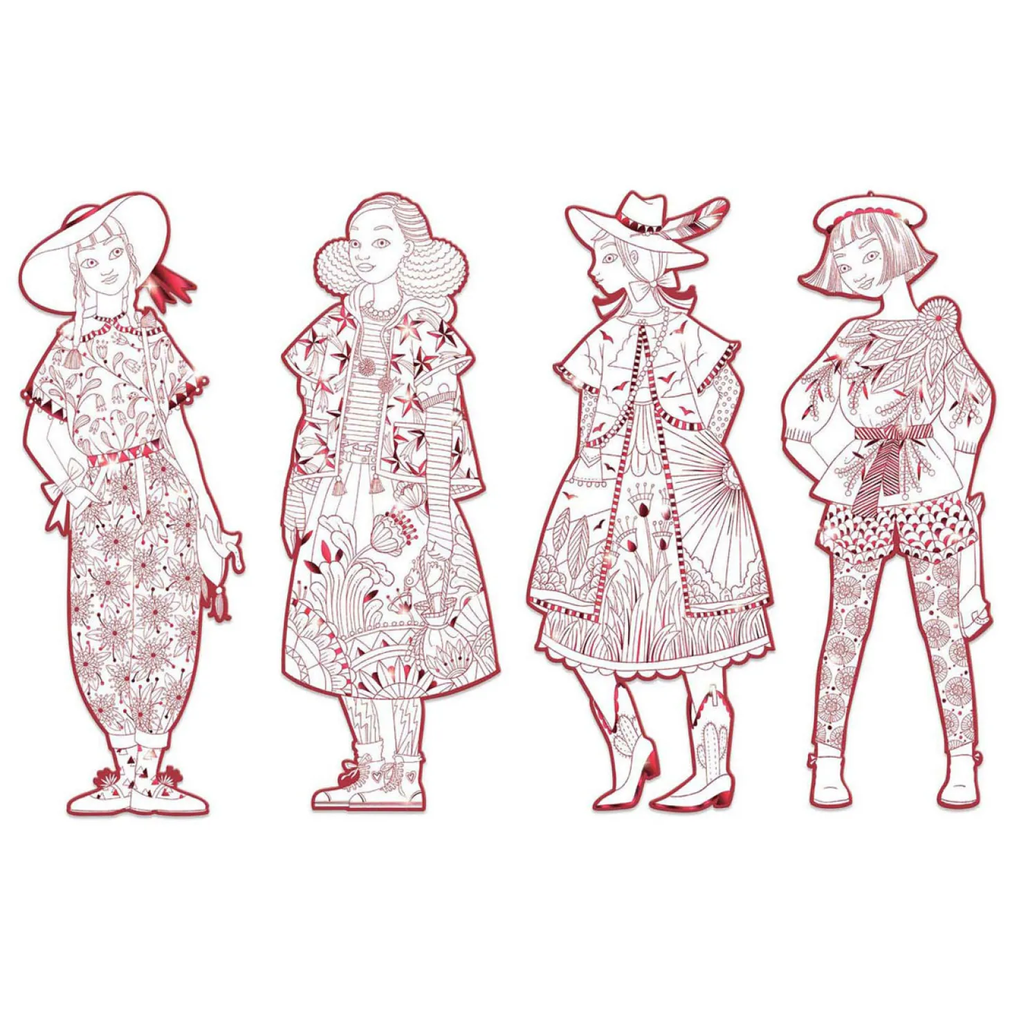 Djeco Mode Silhouetkleurplaten Fiodor 32cm - 4st.