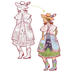 Djeco Mode Silhouetkleurplaten Fiodor 32cm - 4st.