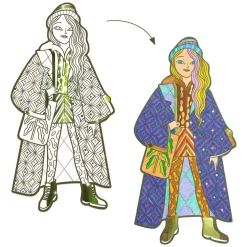 Djeco Mode Silhouetkleurplaten Bowie 32cm - 4st.