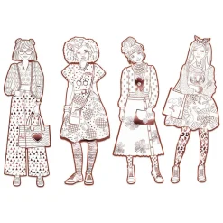 Djeco Mode Silhouetkleurplaten Nina 32cm - 4st.