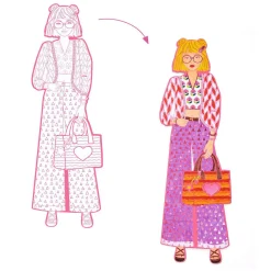 Djeco Mode Silhouetkleurplaten Nina 32cm - 4st.