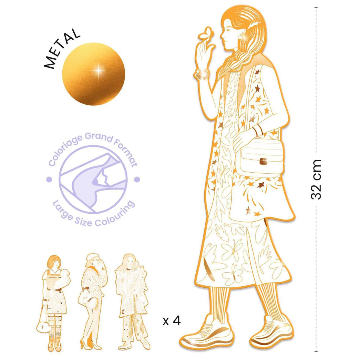 Djeco Mode Silhouetkleurplaten Scout 32cm - 4st.