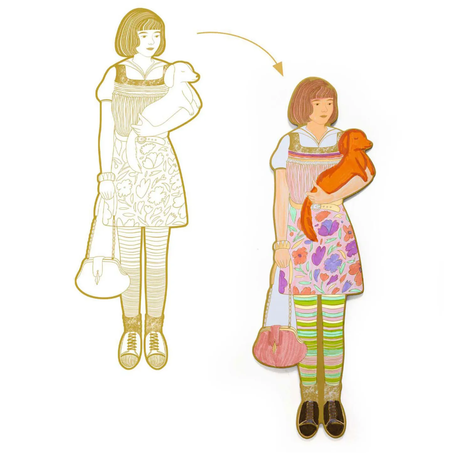 Djeco Mode Silhouetkleurplaten Scout 32cm - 4st.