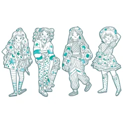 Djeco Mode Silhouetkleurplaten Anjele 32cm - 4st.