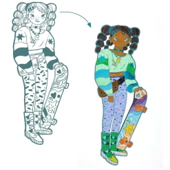 Djeco Mode Silhouetkleurplaten Anjele 32cm - 4st.