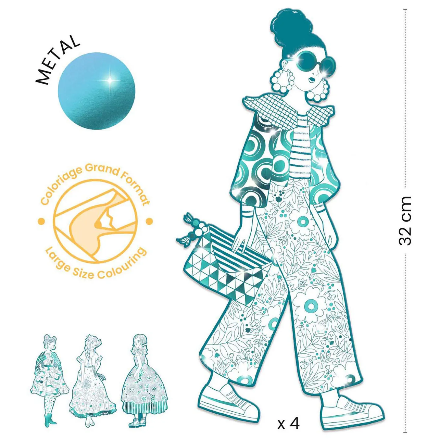 Djeco Mode Silhouetkleurplaten 32cm Rebekka - 4st.