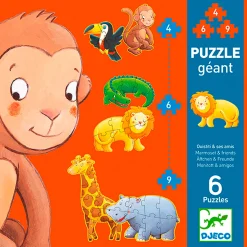 Djeco Safaridieren 6in1 Legpuzzel XL