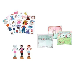 Djeco Stickers Plakken - Aankleedpoezen met Achtergronden