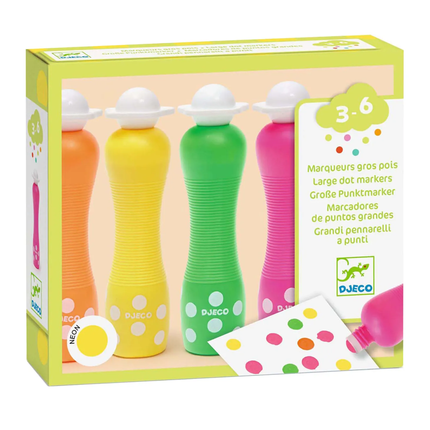 Djeco Stippeltjesstiften met Fluorescerend effect - 4dlg.