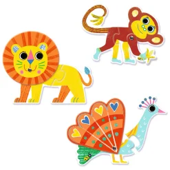 Djeco Wilde Dieren Duo Puzzel, 6 puzzels