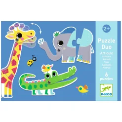 Djeco Wilde Dieren Duo Puzzel, 6 puzzels