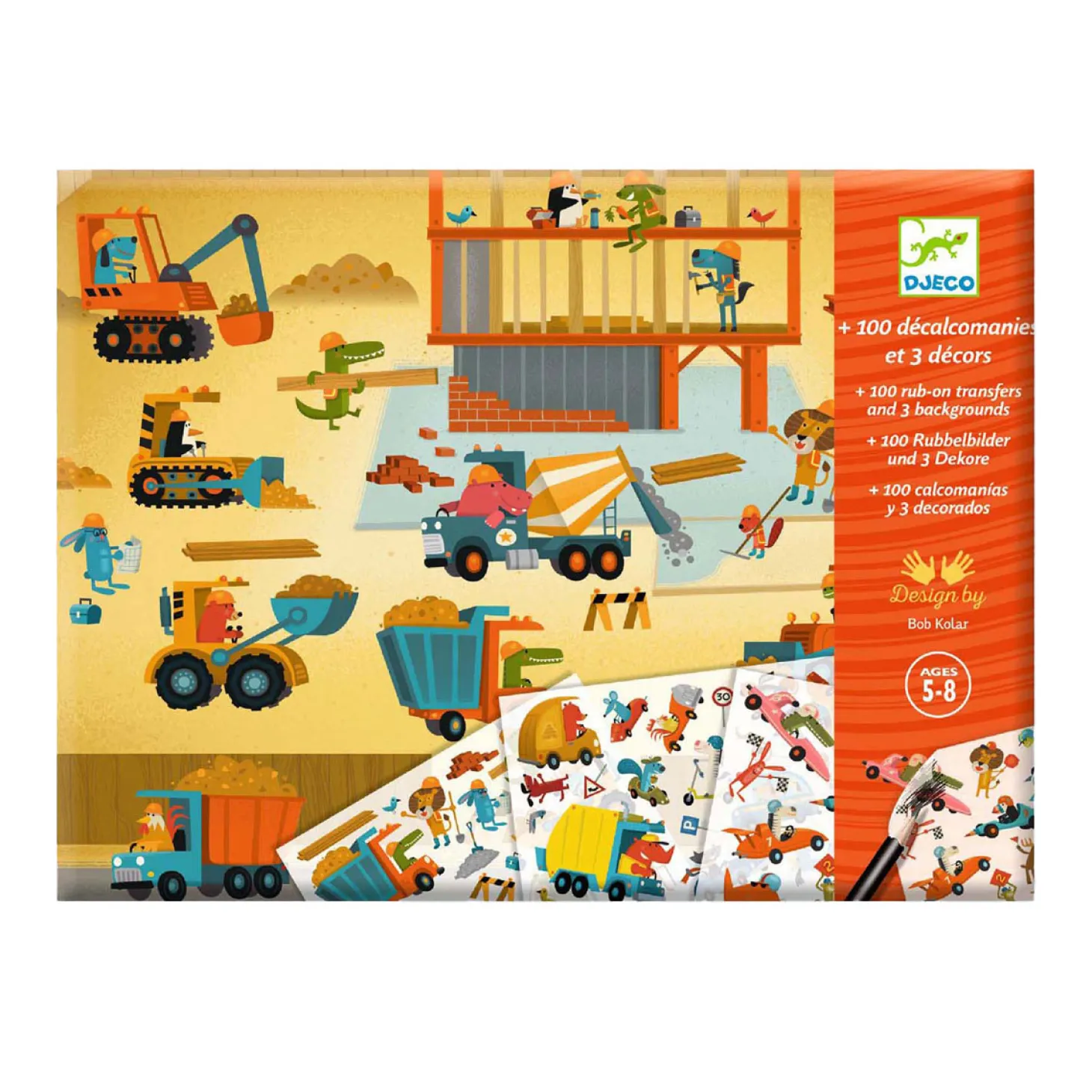 Djeco Wrijfstickers met Achtergronden - Voertuigen