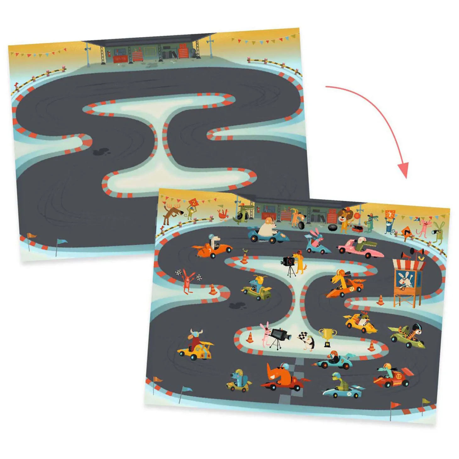 Djeco Wrijfstickers met Achtergronden - Voertuigen