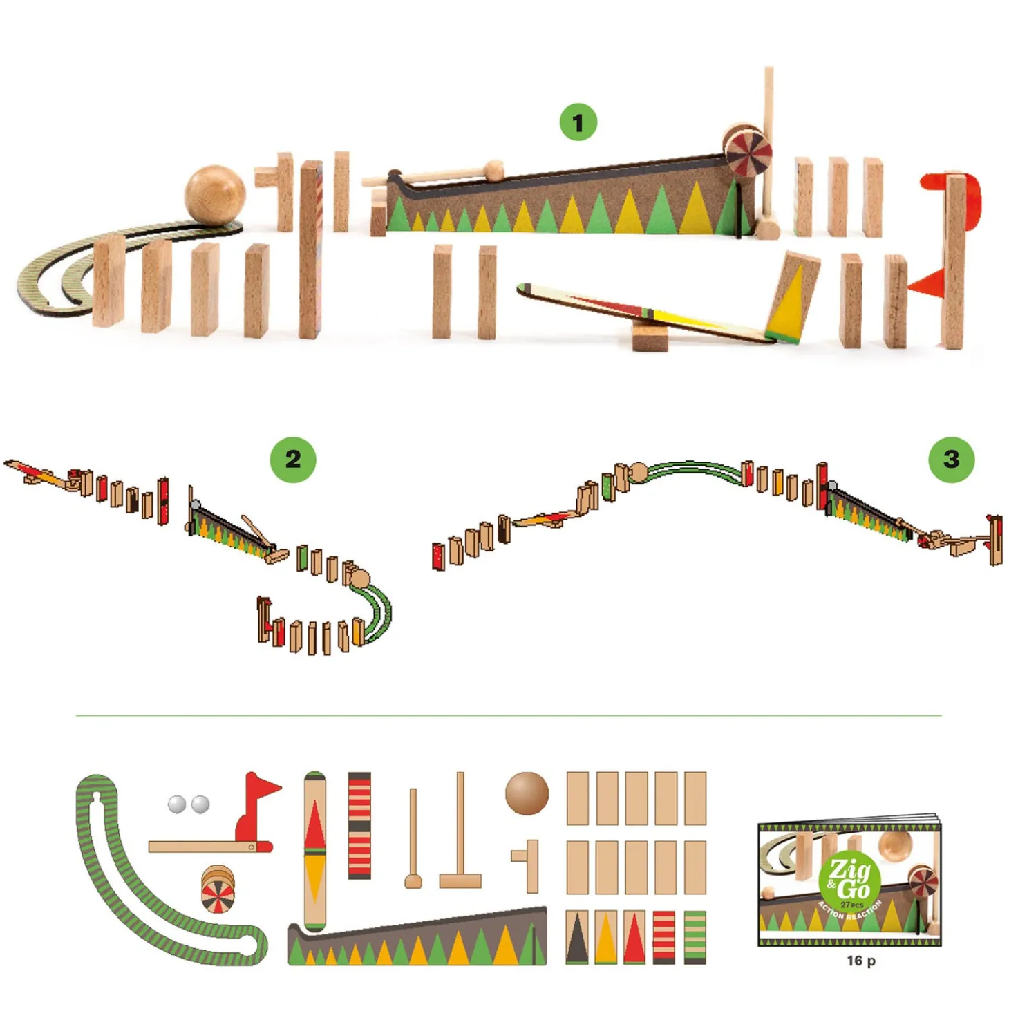 Djeco Zig & Go Action Reaction Baan, 27dlg.