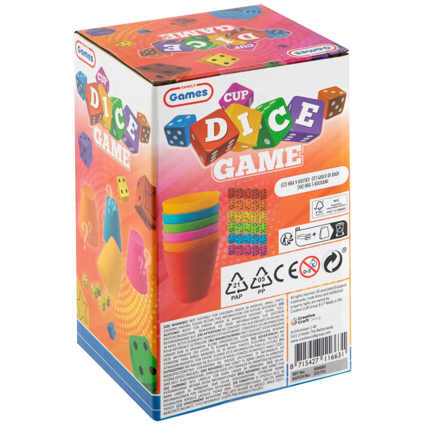 Dobbelspel 6 Cups en 30 Dobbelstenen