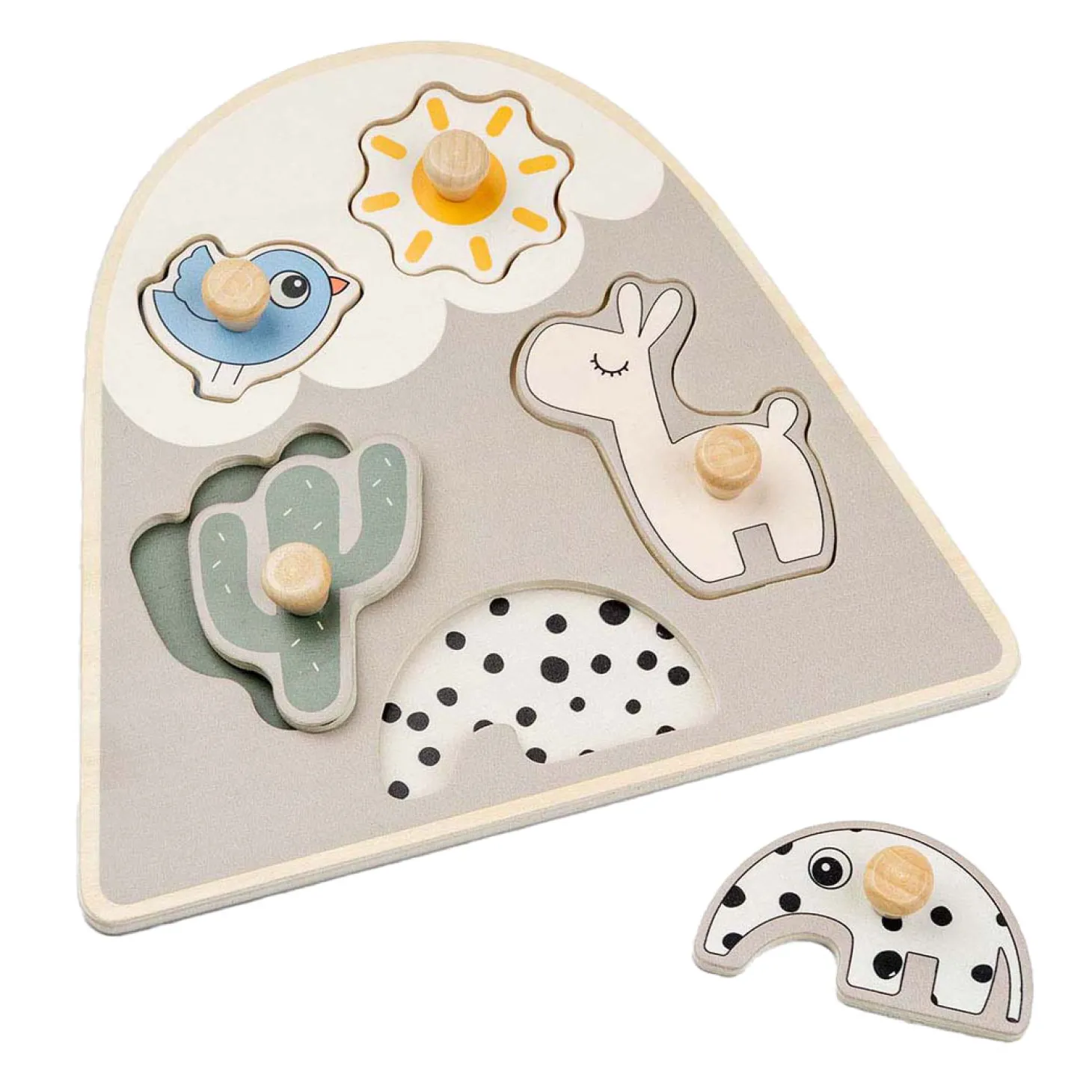 Done by Deer Houten Noppenpuzzel Lalee Beige, 5st.