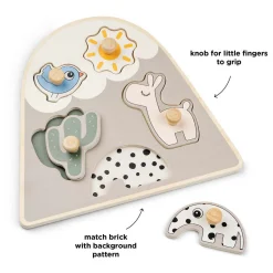 Done by Deer Houten Noppenpuzzel Lalee Beige, 5st.