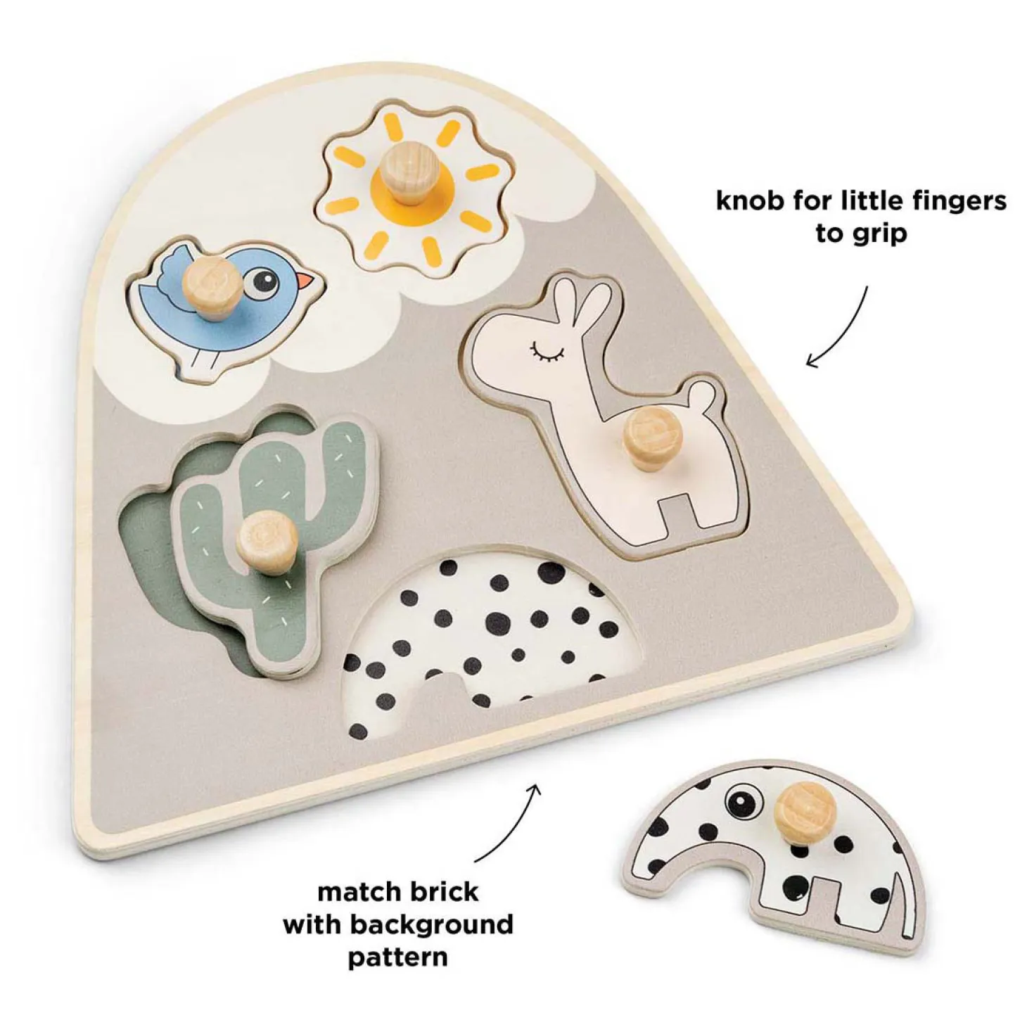 Done by Deer Houten Noppenpuzzel Lalee Beige, 5st.