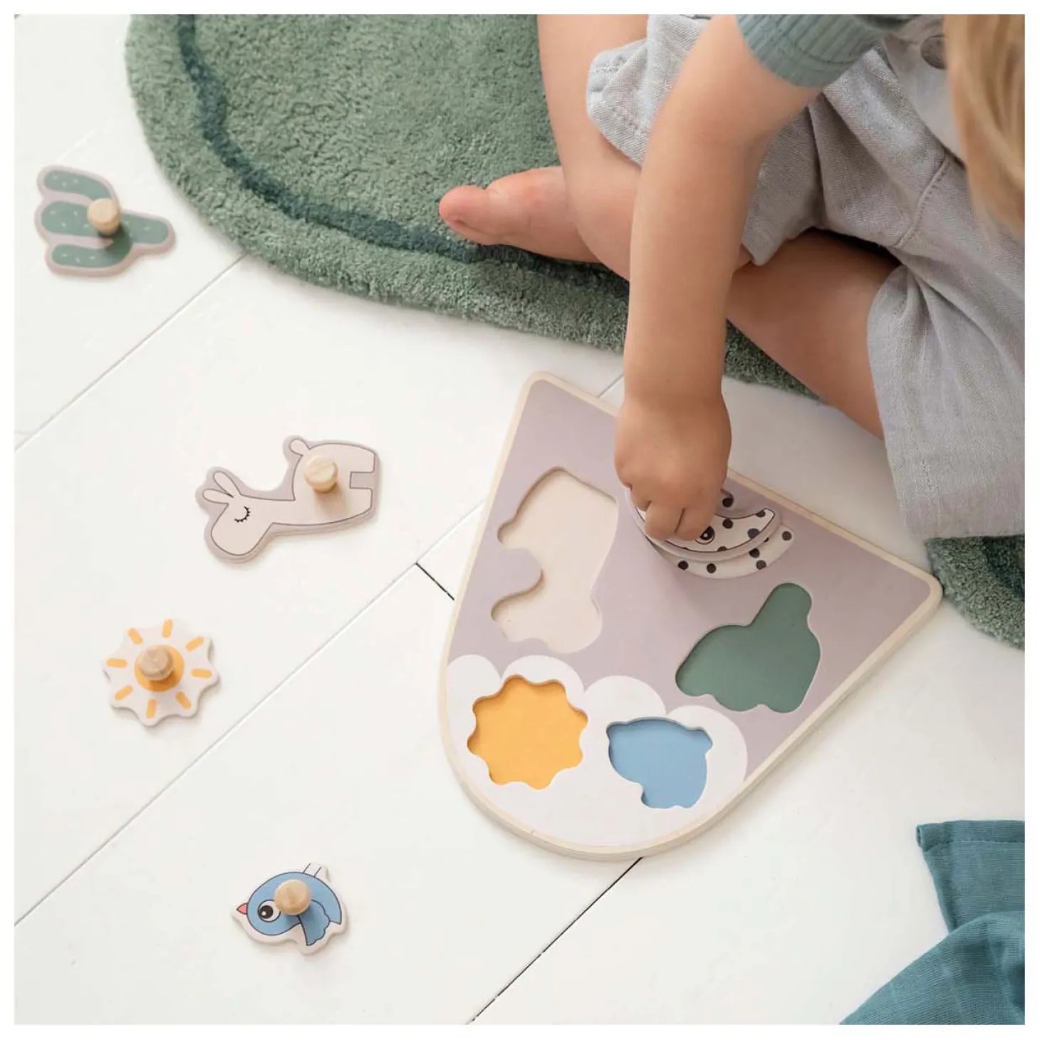 Done by Deer Houten Noppenpuzzel Lalee Beige, 5st.